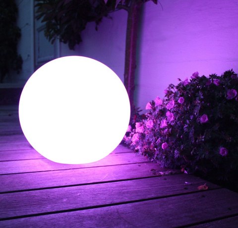 Solarna lampa GreenBlue, wolnostojąca, ogrodowa, kula 25x25x58cm, RGB LED, GB165 GreenBlue