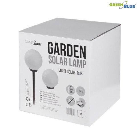 Solarna lampa GreenBlue, wolnostojąca, ogrodowa, kula 25x25x58cm, RGB LED, GB165 GreenBlue
