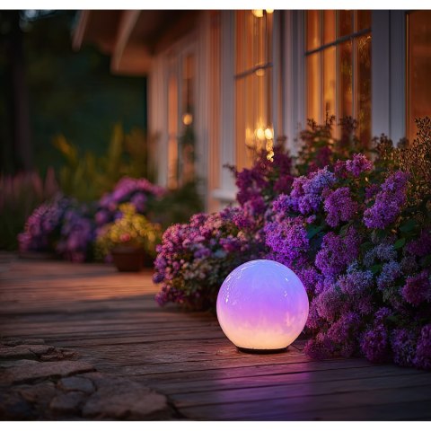 Solarna lampa wolnostojąca ogrodowa GreenBlue, kula, 15x15x48cm, kolorowy LED RGB, GB122 GreenBlue
