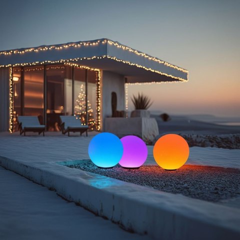 Solarna lampa wolnostojąca ogrodowa GreenBlue, kula, 15x15x48cm, kolorowy LED RGB, GB122 GreenBlue