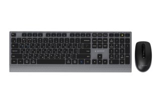 GEMBIRD BEZPRZEWODOWY ZESTAW KLAWIATURY + MYSZ DUAL MODE, 2.4 GHZ + BT, SLIM, UKŁAD RU, KOLOR CZARNY GEMBIRD