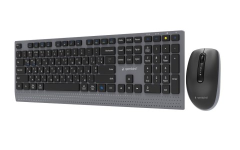 GEMBIRD BEZPRZEWODOWY ZESTAW KLAWIATURY + MYSZ DUAL MODE, 2.4 GHZ + BT, SLIM, UKŁAD RU, KOLOR CZARNY GEMBIRD