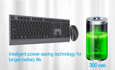 GEMBIRD BEZPRZEWODOWY ZESTAW KLAWIATURY + MYSZ DUAL MODE, 2.4 GHZ + BT, SLIM, UKŁAD RU, KOLOR CZARNY GEMBIRD