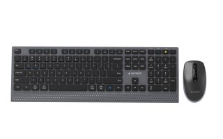 GEMBIRD BEZPRZEWODOWY ZESTAW KLAWIATURY + MYSZ DUAL MODE, 2.4 GHZ + BT, SLIM, UKŁAD US, KOLOR CZARNY GEMBIRD