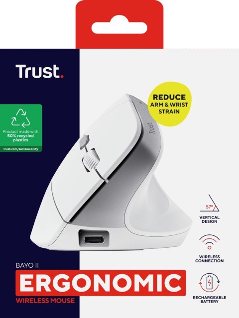 Mysz Trust BAYO II ERGONOMIC WIRELESS White Trust