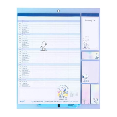 Snoopy - Magnetyczny Kalendarz / Planner miesięczny 2026/2027 (30 x 34 cm) Snoopy