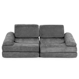Sofa składana modułowa dla dzieci duża 2-osobowa DIY 10 miękkich poduch tkanina szenilowa - szara ECOTOYS ECOTOYS
