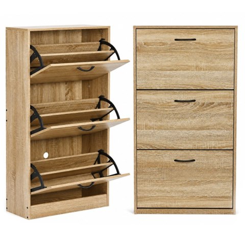Szafka na buty 3-komorowa 60 cm uchylna do przedpokoju loft jasny dąb ModernHome ModernHome