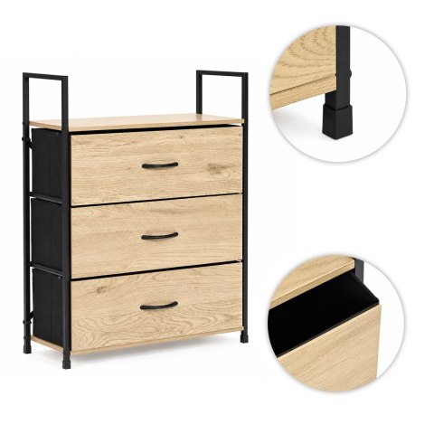 Szafka z 3 szufladami materiałowymi regał 60 cm organizer tekstylny loft ModernHome ModernHome