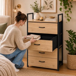 Szafka z 4 szufladami materiałowymi regał 60 cm organizer tekstylny loft ModernHome ModernHome