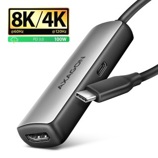Axagon RVC-HI8KPD, USB-C -> HDMI 2.1 redukce / adaptér, 8K/60Hz, 4K/144Hz, HDR10+, PD100W 0,16 m USB Type-C HDMI + USB Type-C AXAGON