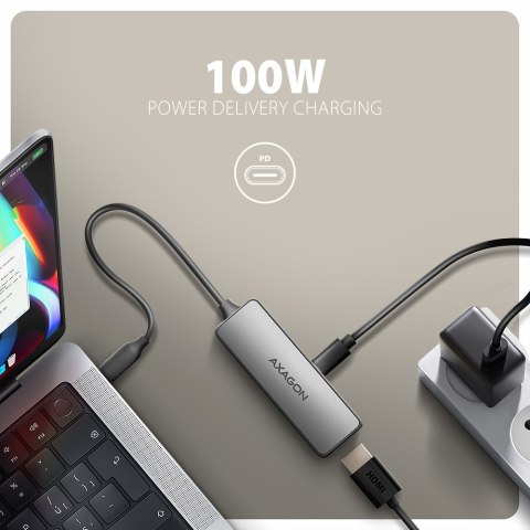 Axagon RVC-HI8KPD, USB-C -> HDMI 2.1 redukce / adaptér, 8K/60Hz, 4K/144Hz, HDR10+, PD100W 0,16 m USB Type-C HDMI + USB Type-C AXAGON