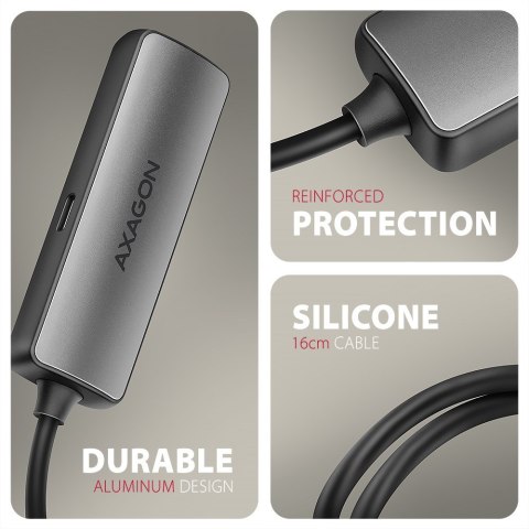 Axagon RVC-HI8KPD, USB-C -> HDMI 2.1 redukce / adaptér, 8K/60Hz, 4K/144Hz, HDR10+, PD100W 0,16 m USB Type-C HDMI + USB Type-C AXAGON