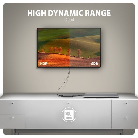 Axagon RVC-HI8KPD, USB-C -> HDMI 2.1 redukce / adaptér, 8K/60Hz, 4K/144Hz, HDR10+, PD100W 0,16 m USB Type-C HDMI + USB Type-C AXAGON