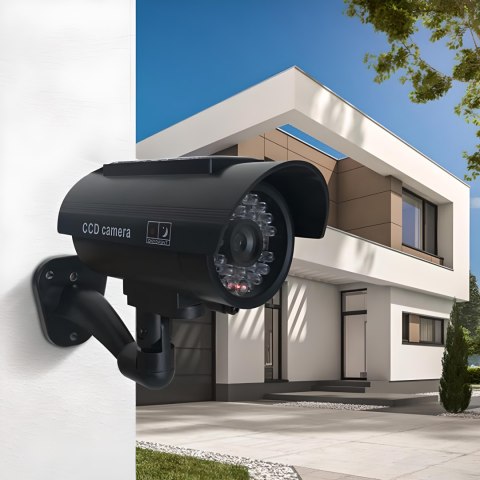 Atrapa kamery cctv solarna monitoring kamera migająca dioda led na ścianę RTO