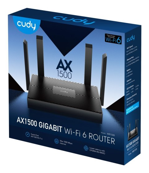 Cudy WR1500 router bezprzewodowy Gigabit Ethernet Dual-band (2.4 GHz/5 GHz) Czarny CUDY