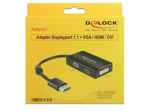 DeLOCK 0.16m DisplayPort/VGA+HDMI+DVI 0,16 m VGA (D-Sub)+ HDMI + DVI Czarny DELOCK
