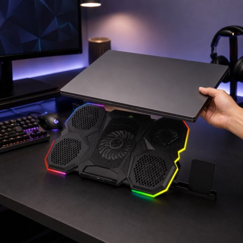 EGC107 Esperanza podstawka chłodząca gaming pod notebook led rgb breva