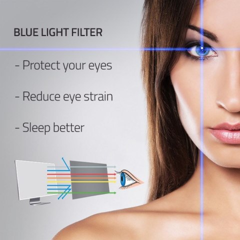 Filtr światła niebieskiego Qoltec 51076 24" 16:9 (Ochrona wzroku | Anti Glare | Matowy | na monitor) Qoltec