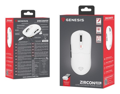 GENESIS Zircon 660 myszka Gaming Po prawej stronie RF Wireless + Bluetooth + USB Type-A Optyczny 12000 DPI GENESIS