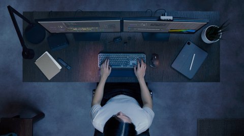 Klawiatura Logitech MX Keys S Combo + myszka Biuro RF Wireless + Bluetooth QWERTY Amerykański międzynarodowy Grafitowy Logitech