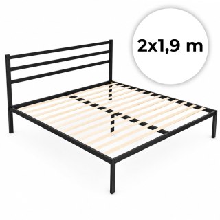 Łóżko metalowe 190x200 cm ze stelażem i zagłówkiem minimalistyczna czarna rama ModernHome ModernHome