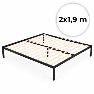Łóżko metalowe 190x200 cm ze stelażem minimalistyczna czarna rama ModernHome ModernHome