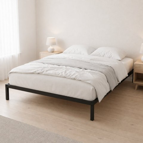 Łóżko metalowe 190x200 cm ze stelażem minimalistyczna czarna rama ModernHome ModernHome