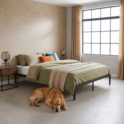 Łóżko metalowe 190x200 cm ze stelażem minimalistyczna czarna rama ModernHome ModernHome