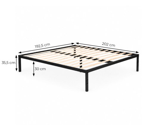 Łóżko metalowe 190x200 cm ze stelażem minimalistyczna czarna rama ModernHome ModernHome