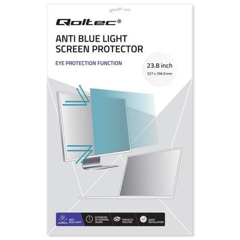 Qoltec Filtr światła niebieskiego 23.8" | 16:9 | Ochrona wzroku | Anti Glare | Matowy | na monitor Qoltec