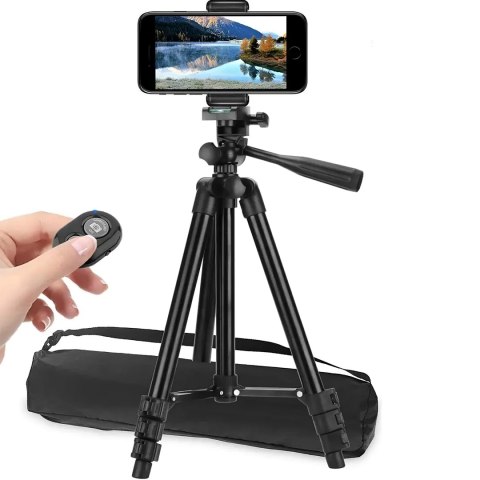 Statyw 4w1 tripod 103cm uchwyt na aparat telefon + pilot do zdjęć selfie RTO