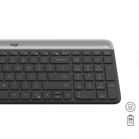 Logitech MK470 klawiatura Dołączona myszka RF Wireless QWERTY Amerykański międzynarodowy Grafitowy Logitech