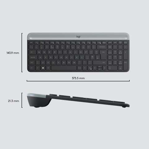 Logitech MK470 klawiatura Dołączona myszka RF Wireless QWERTY Amerykański międzynarodowy Grafitowy Logitech