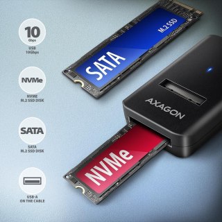 Obudowa SSD Axagon ADM2-AM USB-A 10Gbps - M.2 NVMe & SATA SSD adaptér, kabelis USB-A 10cm Czarny AXAGON