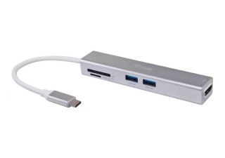 Equip Adapter USB-C->HDMI/2xUSB3.0/SD/TF 4K/ 30Hz 0.15m Alu. EQUIP