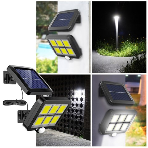 Lampa solarna 120 led ogrodowa uliczna z czujnikiem ruchu zmierzchu ip67 -e865 RTO