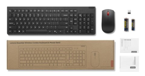 Lenovo 4X31R64491 klawiatura Dołączona myszka Biuro RF Wireless Czarny Lenovo