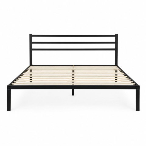 Łóżko metalowe 135x190 cm ze stelażem i zagłówkiem minimalistyczna czarna rama ModernHome ModernHome