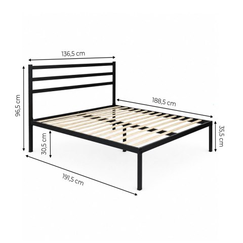 Łóżko metalowe 135x190 cm ze stelażem i zagłówkiem minimalistyczna czarna rama ModernHome ModernHome