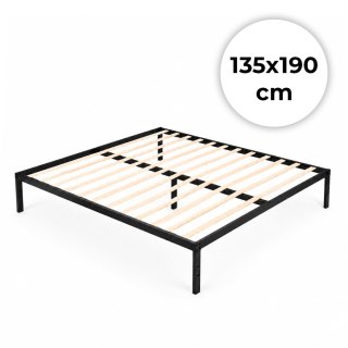 Łóżko metalowe 135x190 cm ze stelażem minimalistyczna czarna rama ModernHome ModernHome