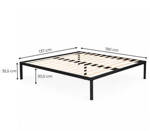 Łóżko metalowe 135x190 cm ze stelażem minimalistyczna czarna rama ModernHome ModernHome