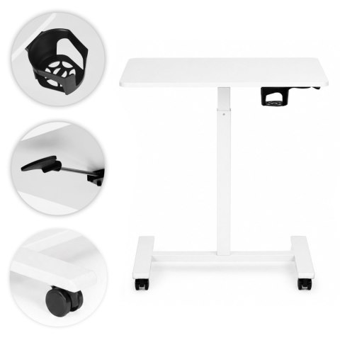 Mobilne biurko 70x48 cm stolik pod laptopa regulacja wysokości 71,5-112 cm białe ModernHome ModernHome