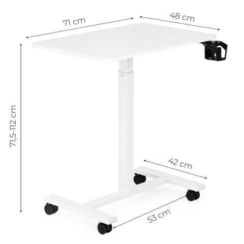 Mobilne biurko 70x48 cm stolik pod laptopa regulacja wysokości 71,5-112 cm białe ModernHome ModernHome
