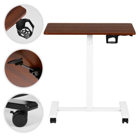 Mobilne biurko 70x48 cm stolik pod laptopa regulacja wysokości 71,5-112 cm brązowy blat ModernHome ModernHome