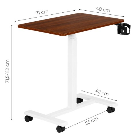 Mobilne biurko 70x48 cm stolik pod laptopa regulacja wysokości 71,5-112 cm brązowy blat ModernHome ModernHome