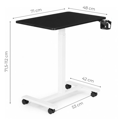 Mobilne biurko 70x48 cm stolik pod laptopa regulacja wysokości 71,5-112 cm czarny blat ModernHome ModernHome