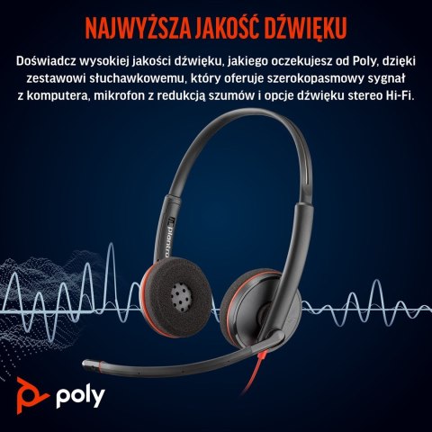 Poly Blackwire 3220 Stereo USB-C Headset +USB-C/A Adapter POLY