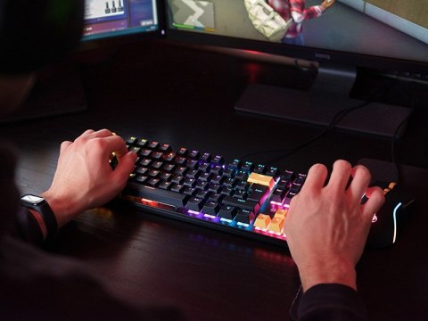 Tracer HORNET 87 klawiatura Dołączona myszka Gaming USB QWERTY Angielski Czarny, Żółty Tracer