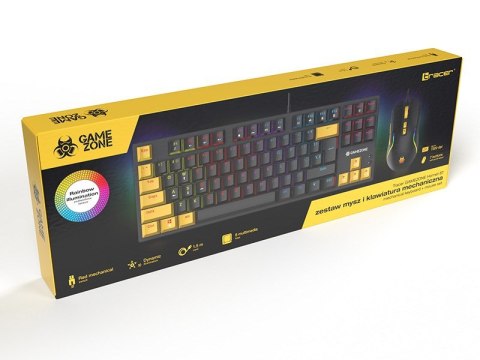 Tracer HORNET 87 klawiatura Dołączona myszka Gaming USB QWERTY Angielski Czarny, Żółty Tracer
